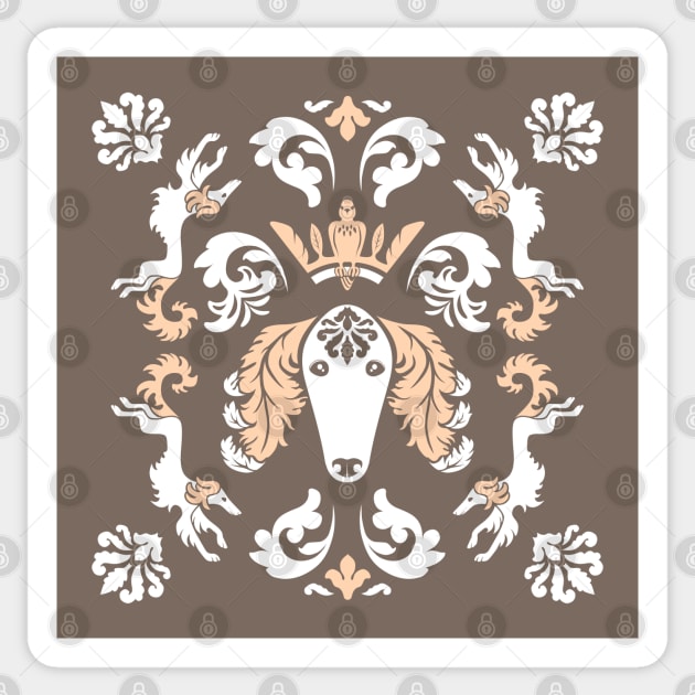 The Spirit of Saluki Damask (Taupe) Sticker by illucalliart